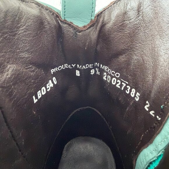 Lane COSSETTE Womens Cowboy Bootie 9.5 Turquoise Blue Cowgirl Western Short Boot - Picture 8 of 11